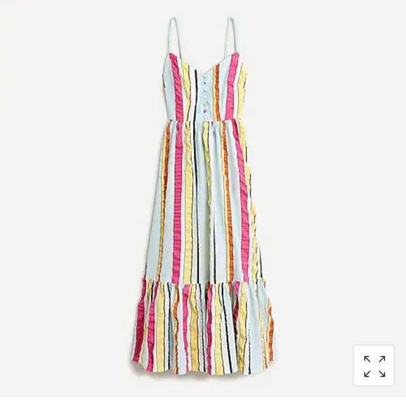 J. Crew Tiered midi dress in seersucker ribbons - Picture 2 of 10